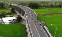  فروریختن یک پل بزرگ در زلزله تایوان