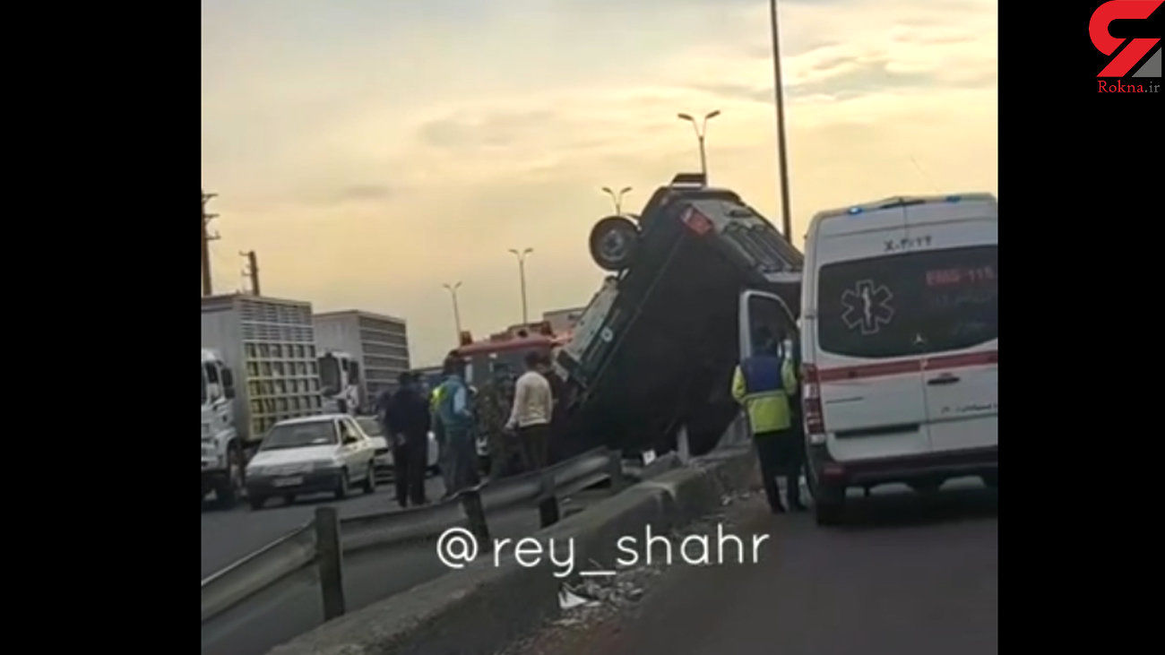 تصویری از تصادف خودرو یگان ویژه در تهران
