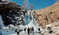 منجمد شدن آبشار ۱۲متری گنجنامه همدان