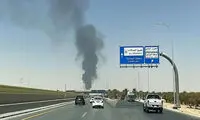 شعله‌های آتش و ابر قارچی بزرگ در فرودگاه عربستان