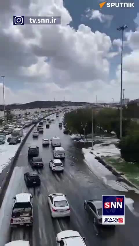 وضعیت خیابان‌های عربستان بعد از بارش برف