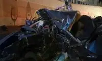 موتور پژو 206 بر اثر تصادف شدید از بدنه جدا شد