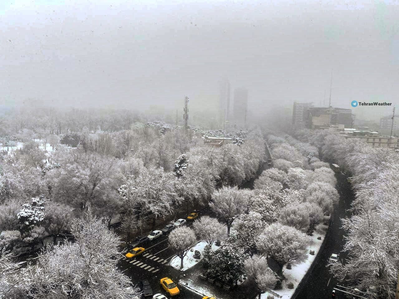 تصویری کارت پستالی از برف امروزِ تهران