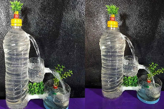 فرآیند درست کردن یک آبنمای زیبا با بطری پلاستیکی