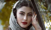قابی از قبل و بعد گریمِ زن بازیگر معروف در بانوی عمارت