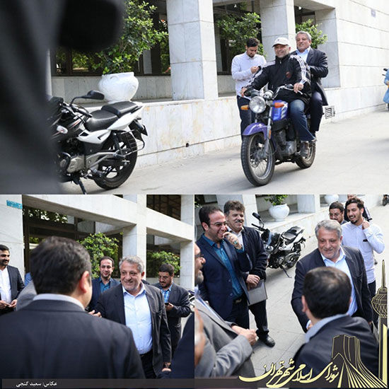 محسن هاشمی با موتور به یک مراسم رسمی رفت