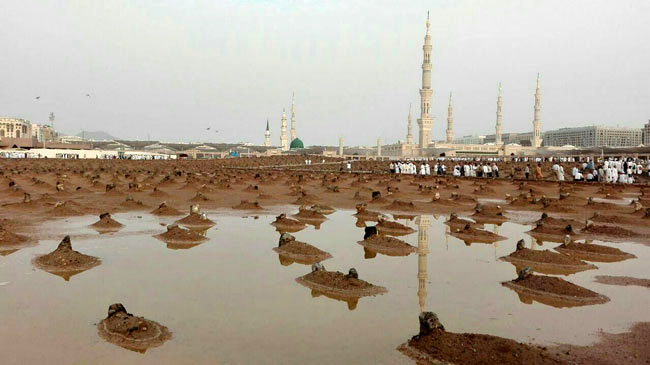 قبرستان بقيع پس از بارندگی