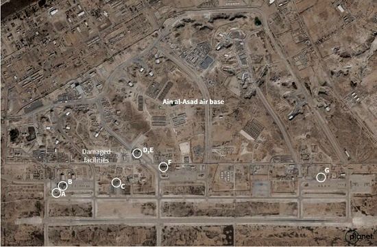تصاویر ماهواره‌ای از حمله موشکی به عین‌الاسد