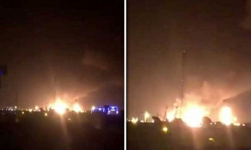 آتش‌سوزی آرامکو در نتیجه‌ی حملات پهپادی بوده