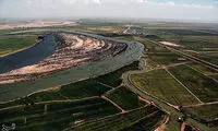 تصاویر هوایی از مناطق سیل‌زده در اطراف کارون