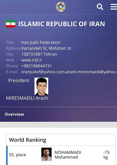 حذف تعلیقِ ایران در سایت فدراسیون جهانی جودو