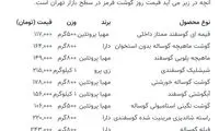 قیمت جدید گوشت اعلام شد