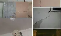 تَرک خوردن دیوار بر اثر زلزله در اردبیل