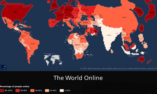 اینفوگرافی میزان مصرف اینترنت در کشورها