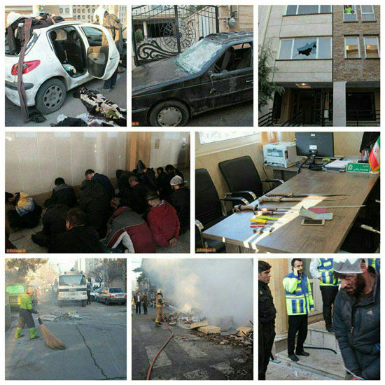 تخریب خودرو‌ها و منازل در حادثه خیابان پاسداران