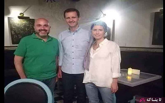 پوشش خاص همسر بشار اسد در یک رستوران