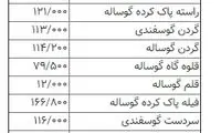 قیمت انواع گوشت تازه گوساله و گوسفندی