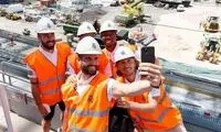 سلفی بازیکنان رئال و آنچلوتی با سانتیاگو برنابئو