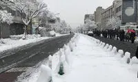 صف تاکسی در یک روز برفی