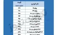 قیمت خودرو در بازار امروز