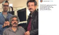 سروش صحت در اتاق گریم فیلم کمال تبریزی
