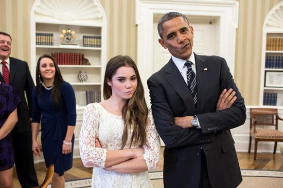 دیدار دختران‌ طلايی آمریکا با اوباما +عکس