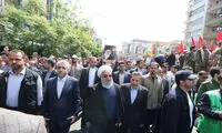 روحانی در جمع راهپیمایان روز جهانی قدس