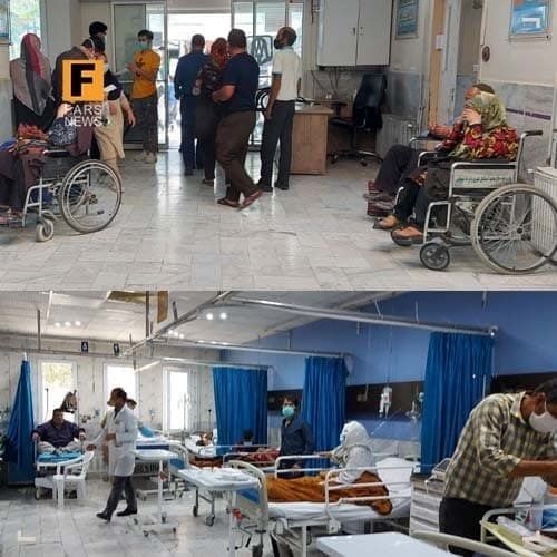 بستری بیماران کرونایی در راهروی بیمارستان