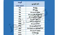 قیمت خودرو در بازار امروز
