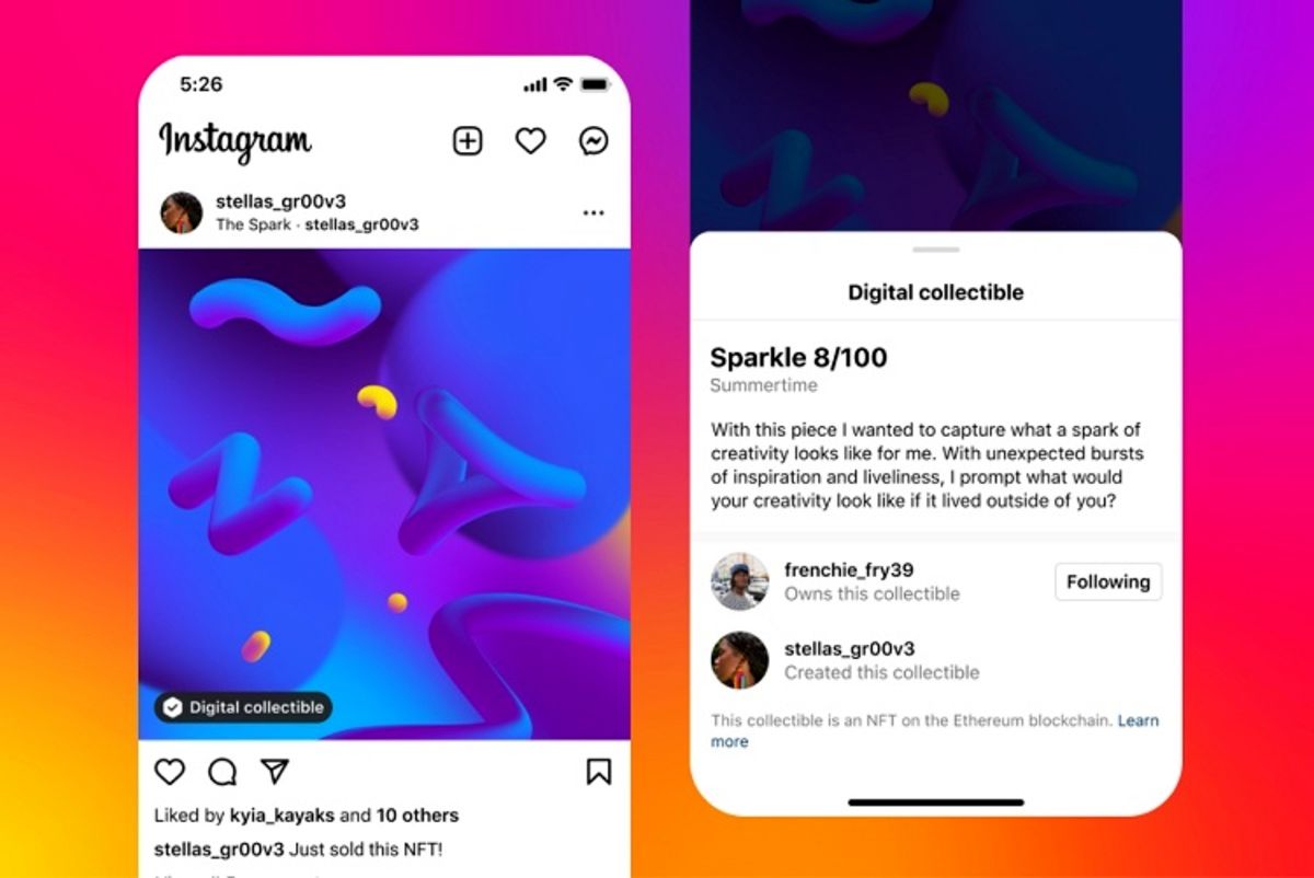 اینستاگرام بزودی آزمایش NFT را آغاز می‌کند
