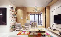 رنگ آمیزی داخل آپارتمان، به شیوه‌ای شاد و انرژیک