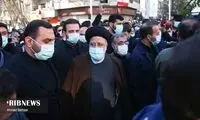 حضور رئیسی در مراسم تشییع شهدا