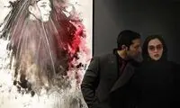اشکان خطیبی در نمایشگاه انفرادی همسرش