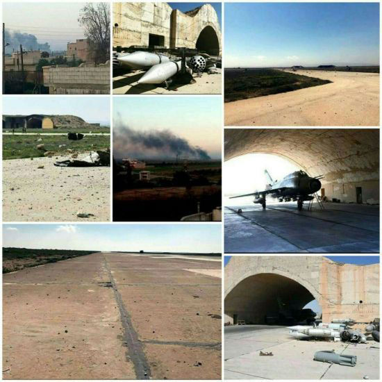 فرودگاه «الشعیرات» پس از حمله موشکی آمریکا
