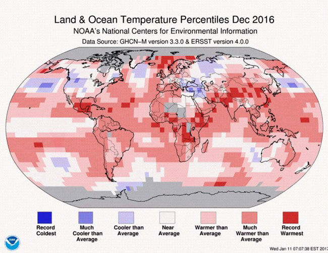 ویدیویی کوتاه از روند افزایش دمای کره زمین از سال 1880