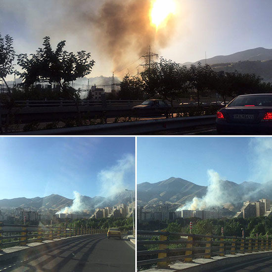 آتش سوزی گسترده در محله اوین تهران