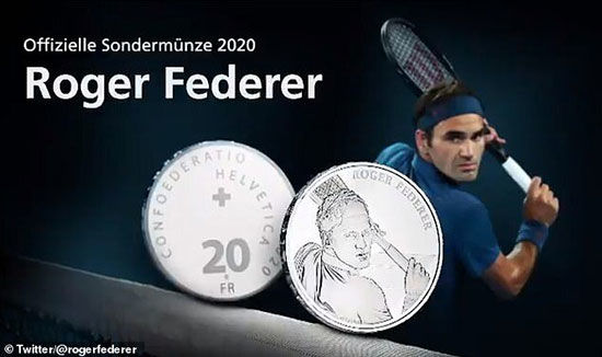 ضرب سکه در سوئیس با تصویر فدرر