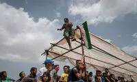 تصاویری از یک مسابقه طناب‌کشی در قزوین