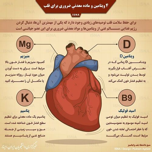 ۴ویتامین و ماده معدنی ضروری برای قلب