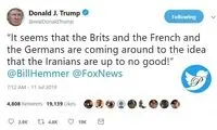 ترامپ جمله یک مجری علیه ایران را توئیت کرد
