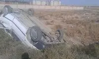 واژگونیِ فاجعه‌بار یک خودرو پراید در حسن‌رود 