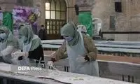 ویدئویی از توزیع کیک یک‌تنی در امامزاده یحیی