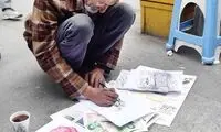 نقاشی‌های این پیرمرد در بازار همه را خیره کرد