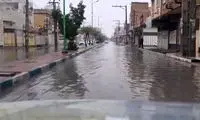 آبگرفتگی خیابان‌های آبادان به دنبال بارش باران
