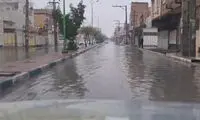 آبگرفتگی خیابان‌های آبادان به دنبال بارش باران