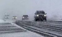 بارش دیدنیِ برف بهاری در جاده طرقبه