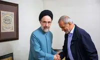 چهره خاتمی در بنر تبلیغاتی پزشکیان سانسور شد