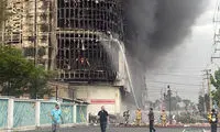 اولین تصاویر از حجم آتش‌سوزی در پاساژ اندیشه