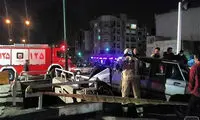 له شدن پراید در تصادف با گاردریل