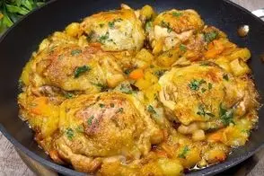 طرز پخت یک شام خوشمزه و لذیذ با 5 عدد ران مرغ
